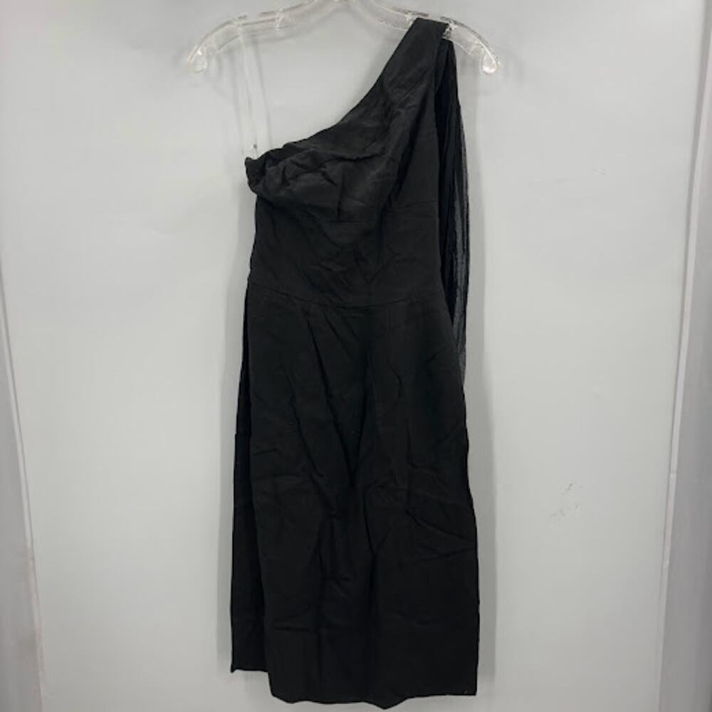 black dress asymetrical Chiffon drape in the back DAMAGED NEEDS REPAIRS